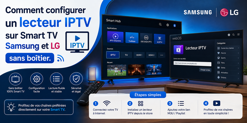 Comment configurer un lecteur IPTV sur Smart TV Samsung et LG sans boîtier