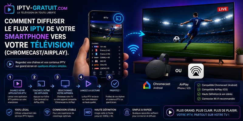 Comment diffuser le flux IPTV de votre smartphone vers votre télévision (ChromecastAirPlay)