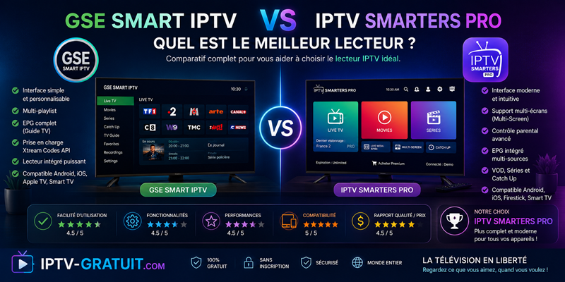 GSE Smart IPTV vs IPTV Smarters Pro Quel est le meilleur lecteur