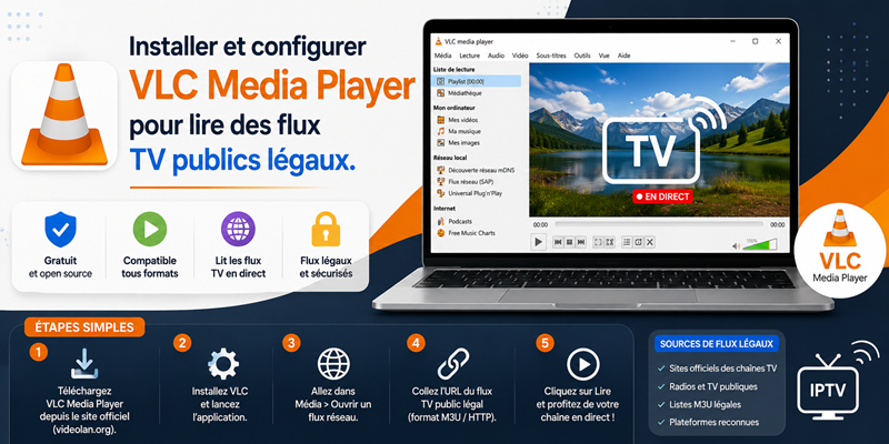 Installer et configurer VLC Media Player pour lire des flux TV publics légaux