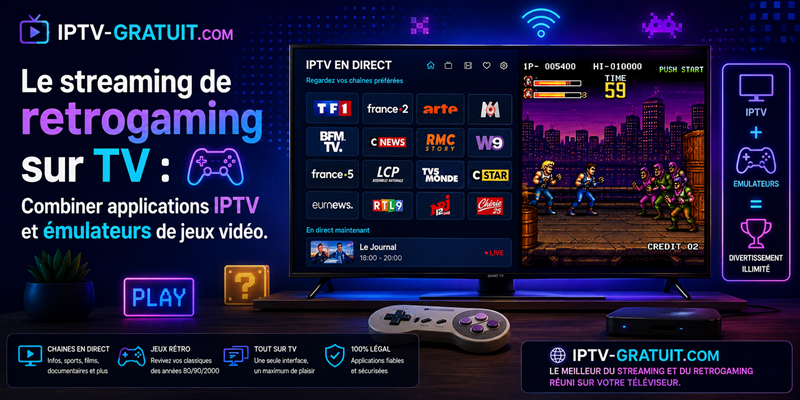 Le streaming de retrogaming sur TV Combiner applications IPTV et émulateurs de jeux vidéo