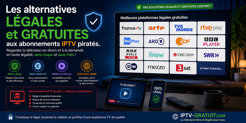 Les alternatives légales et gratuites aux abonnements IPTV piratés