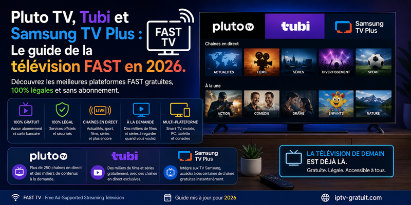 Pluto TV Tubi et Samsung TV Plus Le guide de la télévision FAST en 2026